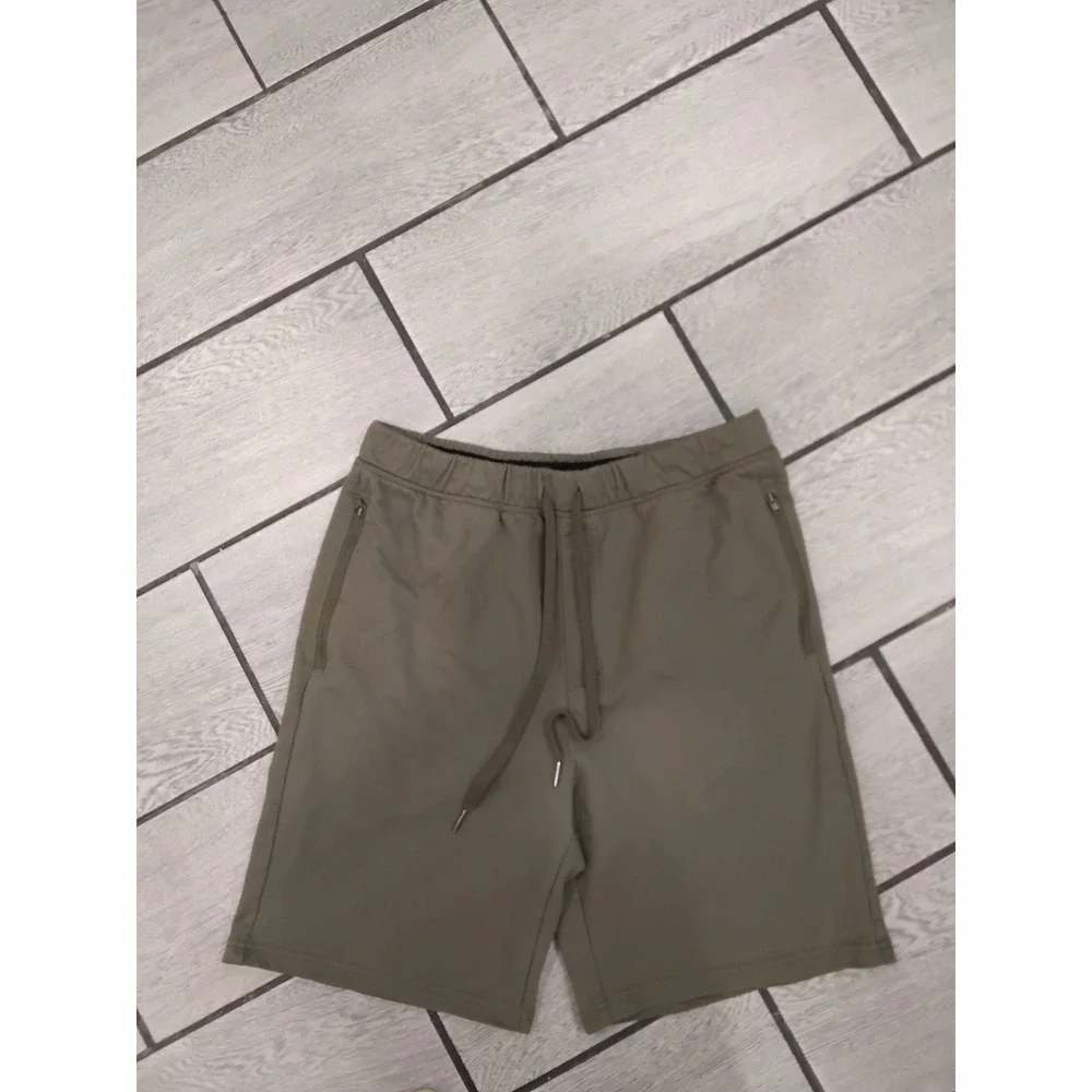 Eddie‎ Bauer Mens Sweat Shorts Khaki Olive Green Drawstring Pockets Size M